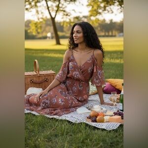 Bar III Floral Flowy Maxi Dress | Romantic Feminine